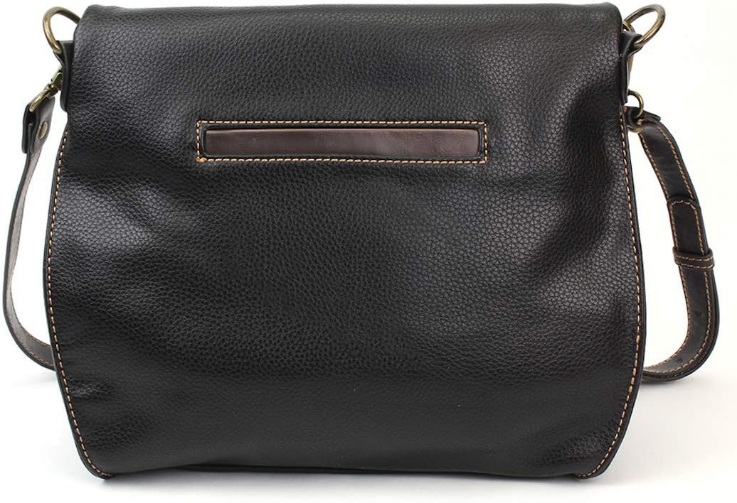 Chala Charming Crossbody Bag with Zipper Flap Top and Metal Chain - Black (Feather)