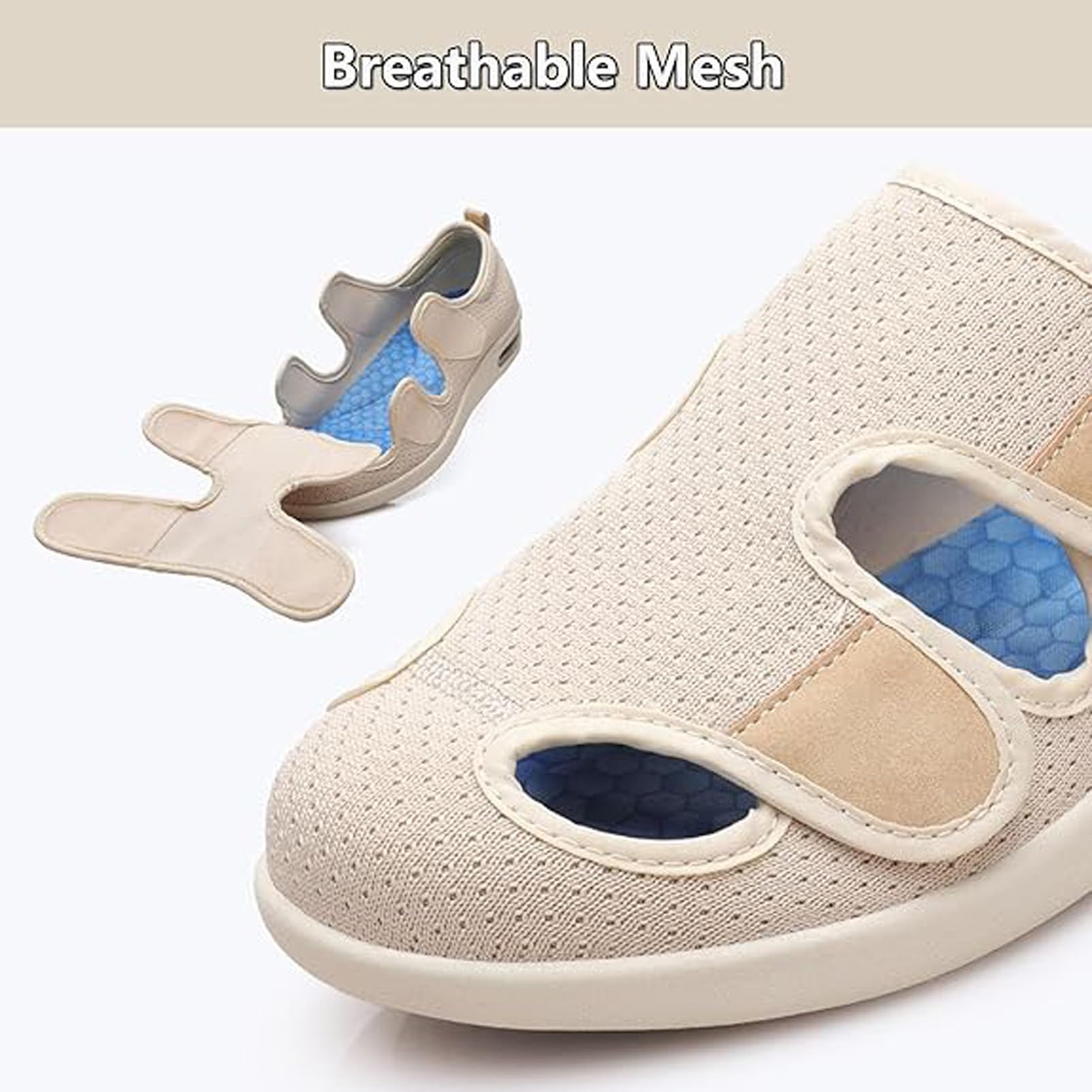 Zapatos Diabéticos Ortopédicos, Anchos Ancianos Zapatos Caminar, Zapatos para Casa Ajustables, Deportivos Casuales Zapatos, para Pies Hinchados, Edema, Artritis