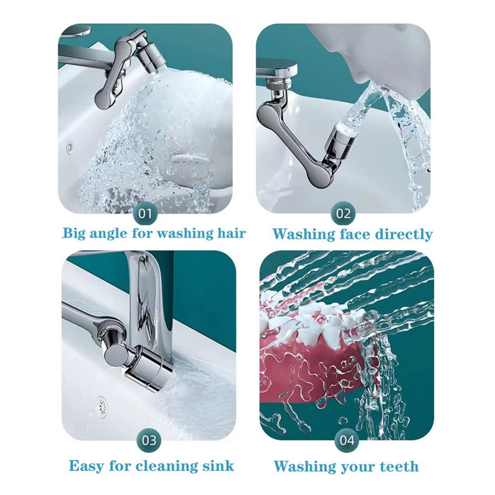 Girar el Grifo Giratorio aireador Universal 1080 ° rotación Extensor Grifo aireador plástico Brazo robótico Filtro contra Salpicaduras Cocina Lavabo grifos burbujeador Boquilla