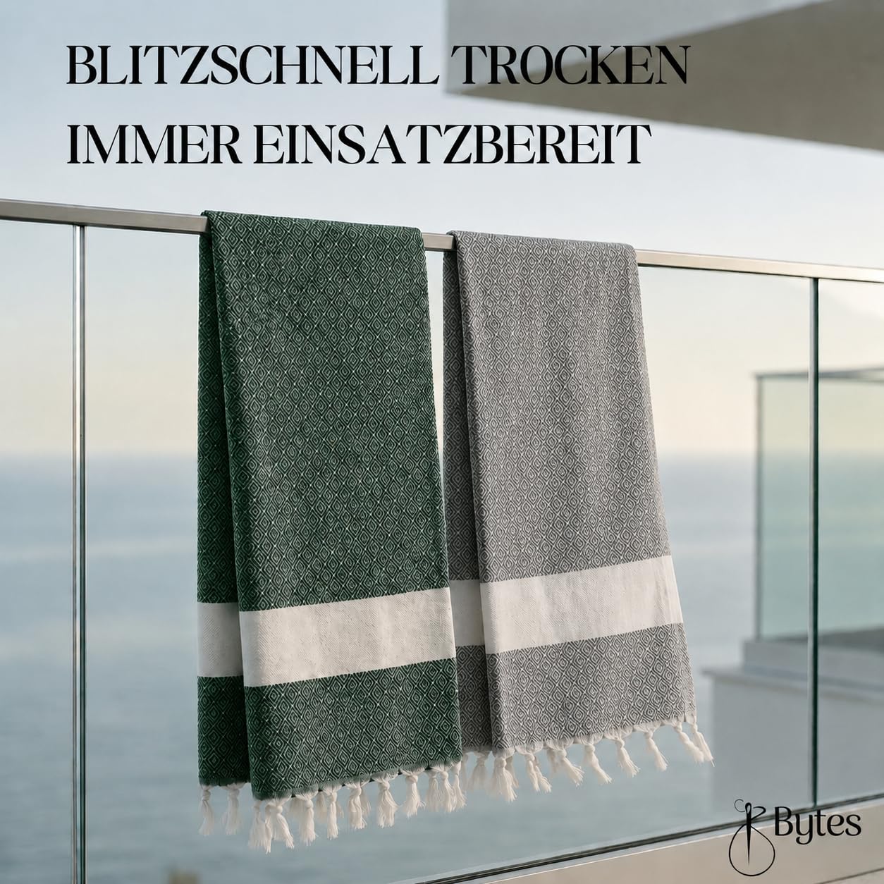 Saunahandtuch XXL 180x100 cm 100% Baumwolle 2er Set Hamamtuch Saugstark Schnelltrocknend Saunatuch Strandtuch Grau Dunkelgrün