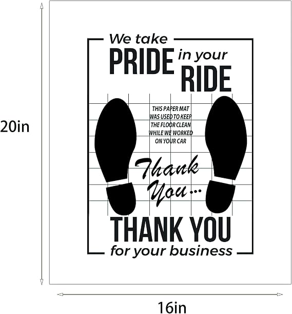 White Car Paper Floor Mats : 50 Pcs Disposable Floor Cars Auto Vehicles Automotive Mat Covers Protector Detailing Detail Wash Temporary Sticky 16x20inch, fzp202