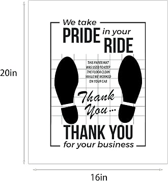 White Car Paper Floor Mats : 50 Pcs Disposable Floor Cars Auto Vehicles Automotive Mat Covers Protector Detailing Detail Wash Temporary Sticky 16x20inch, fzp202