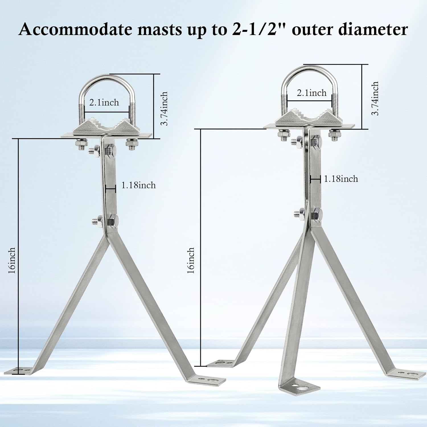 XRDS-RF Antenna Wall Mount 16 Inch Heavy-Duty Stand Off Wall Mast Mount Windproof Antenna Mounting Bracket (2-Leg + 3-Leg) - Image 4