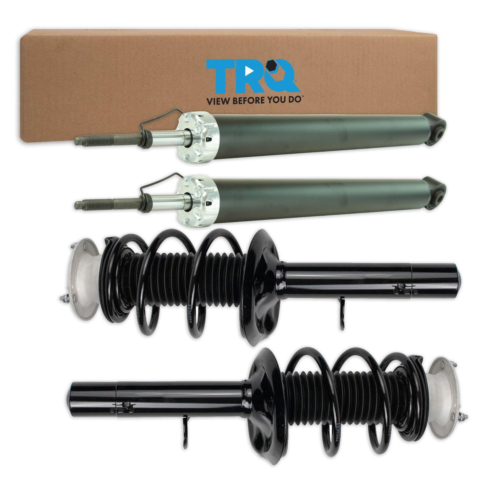TRQ Front and Rear Complete Strut Assembly &amp; Shock Absorber Kit Complete Strut &amp; Coil Spring Assembly Compatible with 2004-2010 BMW X3