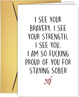Funny Sober Card for Men Women, Sobriety Gift Card for Him Her, Sober Anniversary Card, So Proud of You for Staying Sober