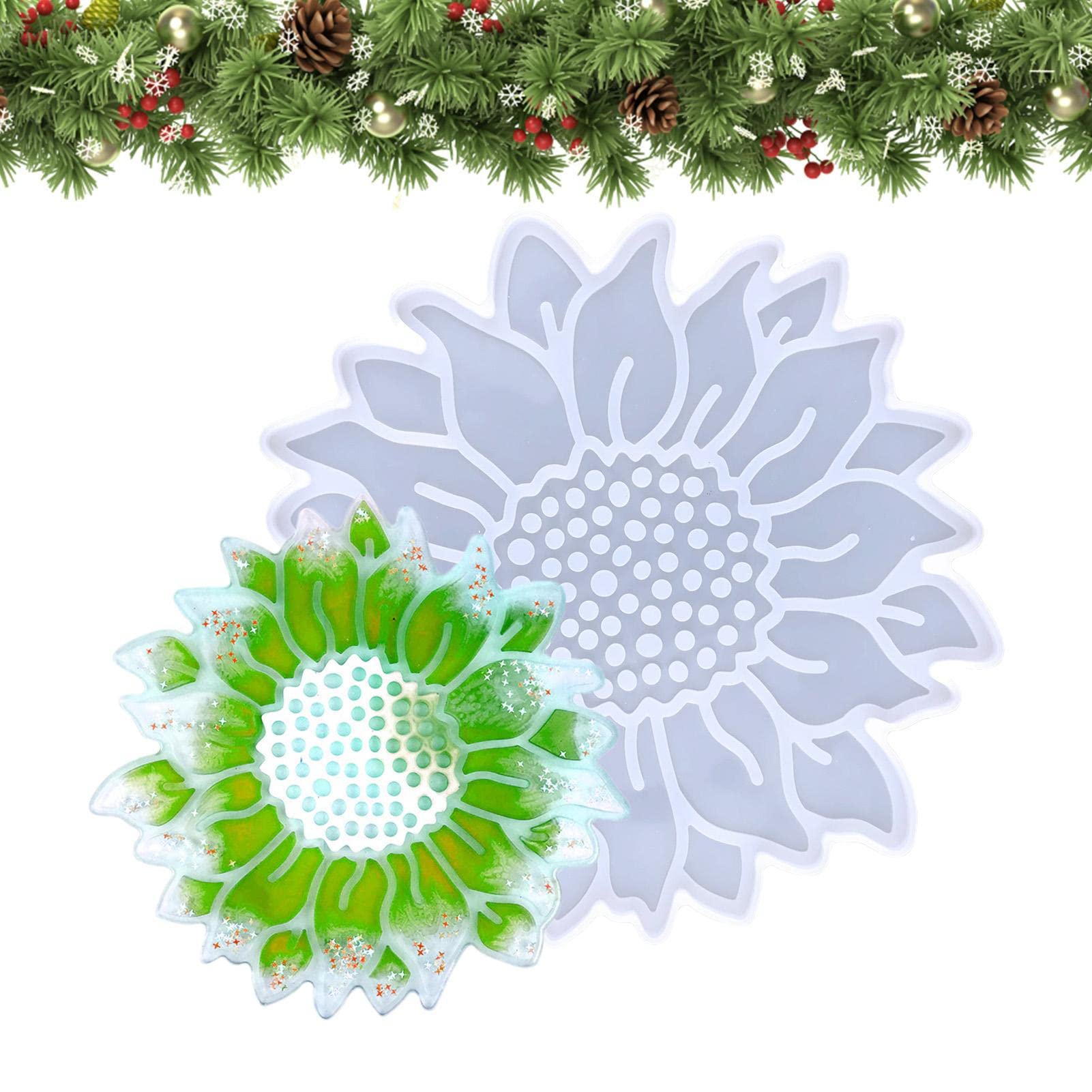 Veeteah Sun Flower Silicone Sunflower Mold - Sunflower Molds Flexible Heat Resistant Mould Resin Casting | Flower Mold Silicone Molds Food Grade For Scented Candles Plaster Decorations Clay Pottery