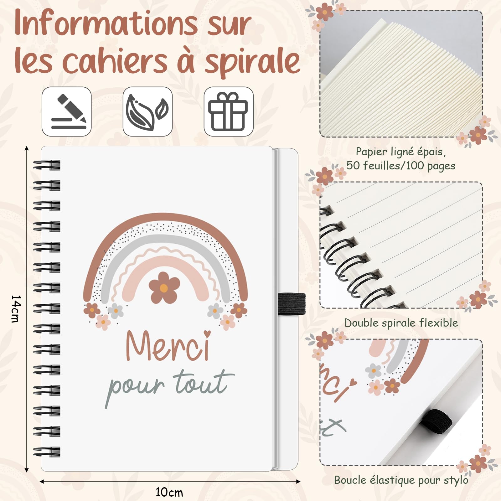 Merci Maîtresse Diplômé Cadeau Sac Fourre-Tout Carnet Stylo Porte-Clés Fin d'Études Adieu Enseignant