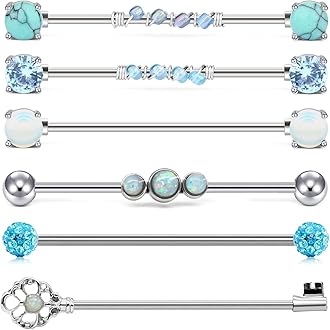 Industrial Piercing Jewelry - Industrial Earrings for Women & Men, 16g & 14g, Surgical Stainless Steel Barbell & Bar Piercing