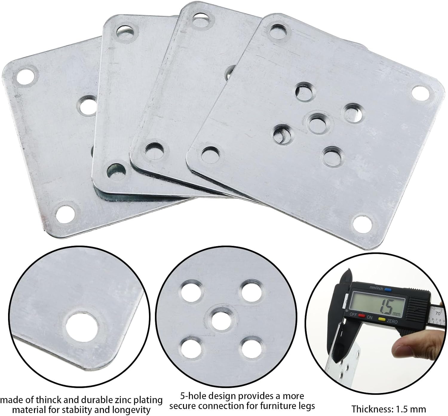 4PSC Furniture Leg Bracket Leg Mounting Plates Flat Mounting Bracket for Sofa Leg Maintenance Chair Leg Connector DIY Leg Connector with Screws T Plate Connector