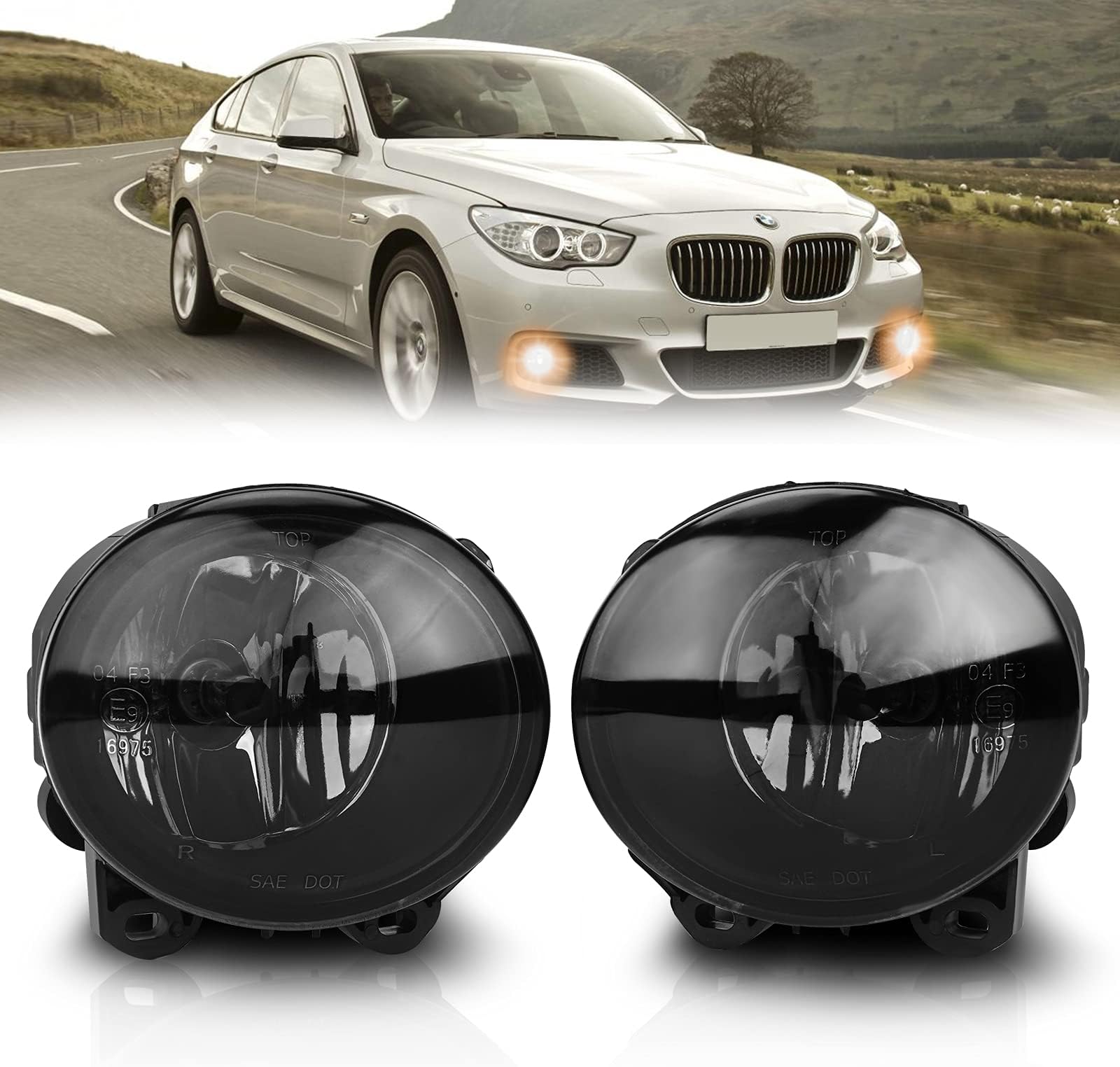 TangMiGe Fog Lights for BMW F22 F23 (228i 230i), E92 E93 (328i 328xi 335i 335is 335xi), F07 (528i 535i 550i GT), ACTIVEHYBRID 5, M235i, M3 M5, 2007-2020, All for M Package Bumper, 1 Pair, Smoke Lens