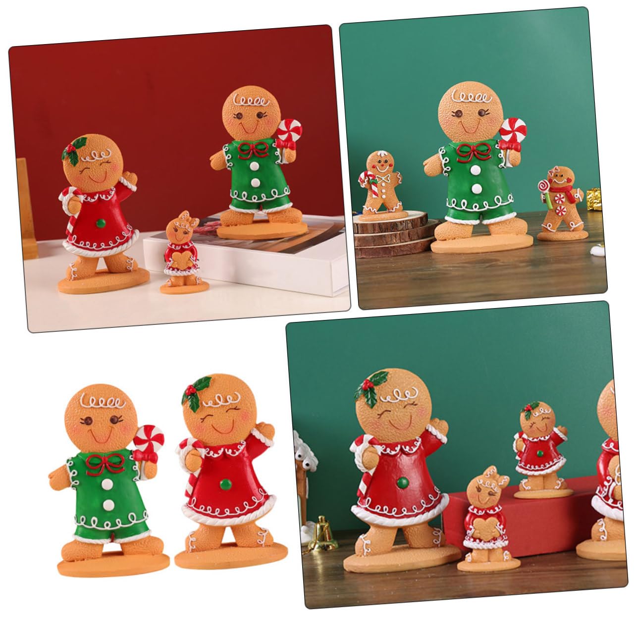 2piezas Adorno De Mesa De Jengibre Navideño Centro De Mesa De Navidad Decoración De Gingerbread para Celebraciones Festivas y Infantiles