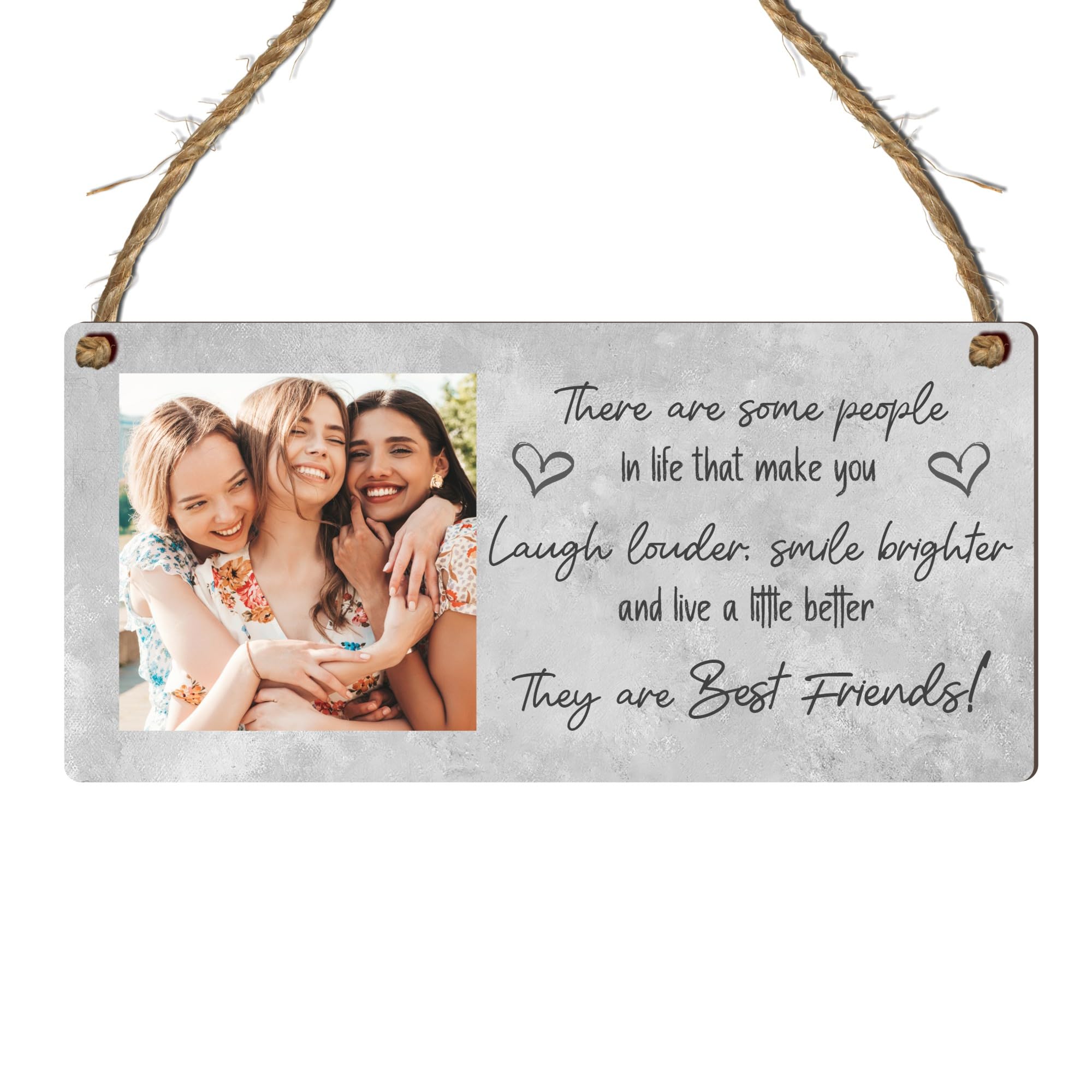 Personalised "Best Friends Make Life Brighter" Plaque with Custom Photo | MDF or Acrylic Hanging Sign for Friendship Gifts | Heartfelt Keepsake for Besties (Grey, Mdf Wood Indoor Use Only)
