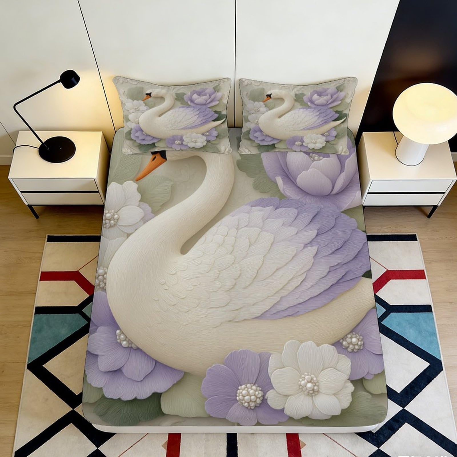 3D Printed Futuristic Pattern Fitted Sheet Microfiber Soft Deep Pocket Bedroom Decor Mattress Fitted Cover Washable 140x200x25cm