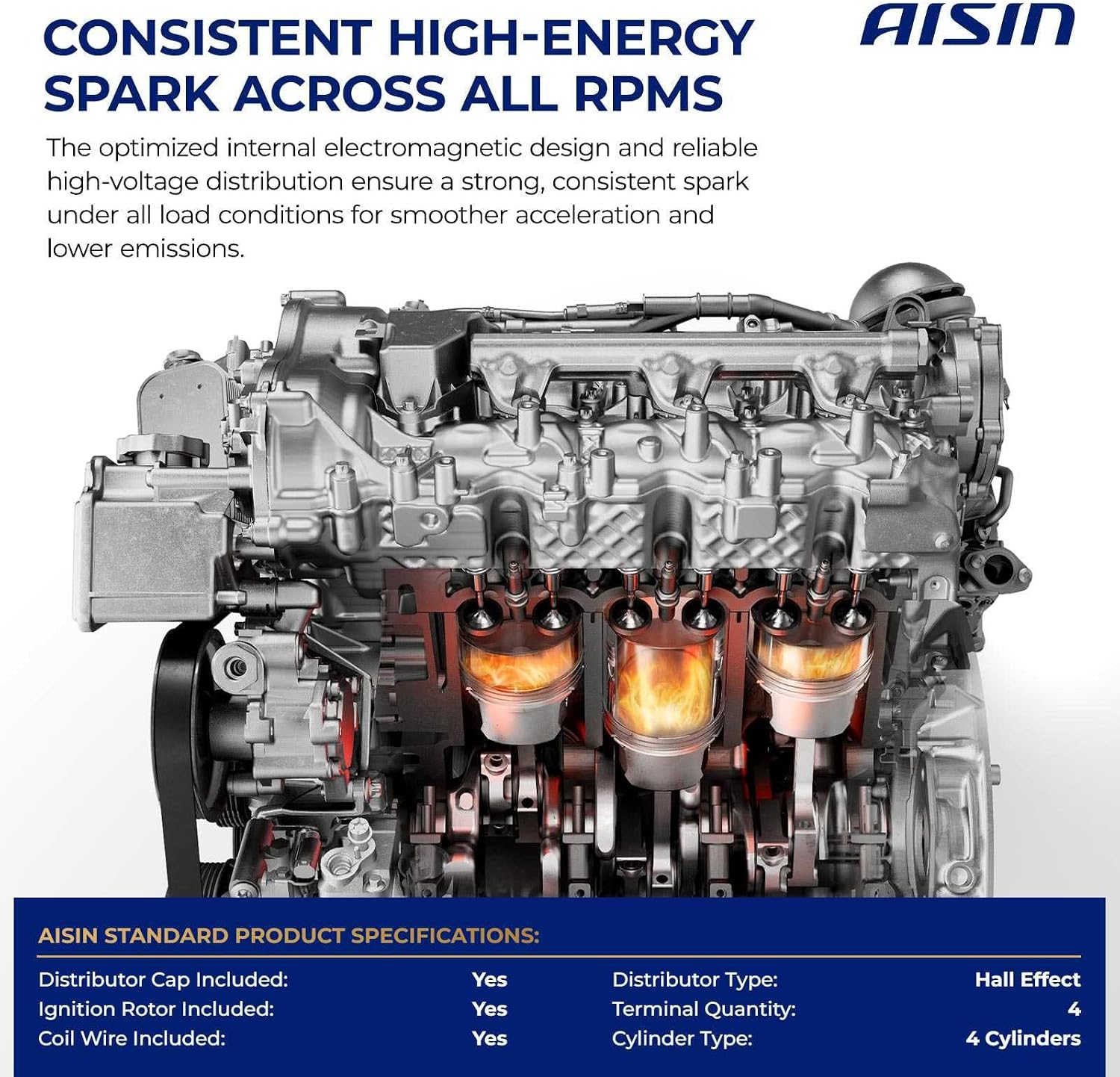 AISIN AFTERMARKET IGDAZ-00119 Ignition Distributor - Compatible with Mazda 626 1993-1994, MX-6 1993-1994, Ford Probe 1993 - L4 2.0L