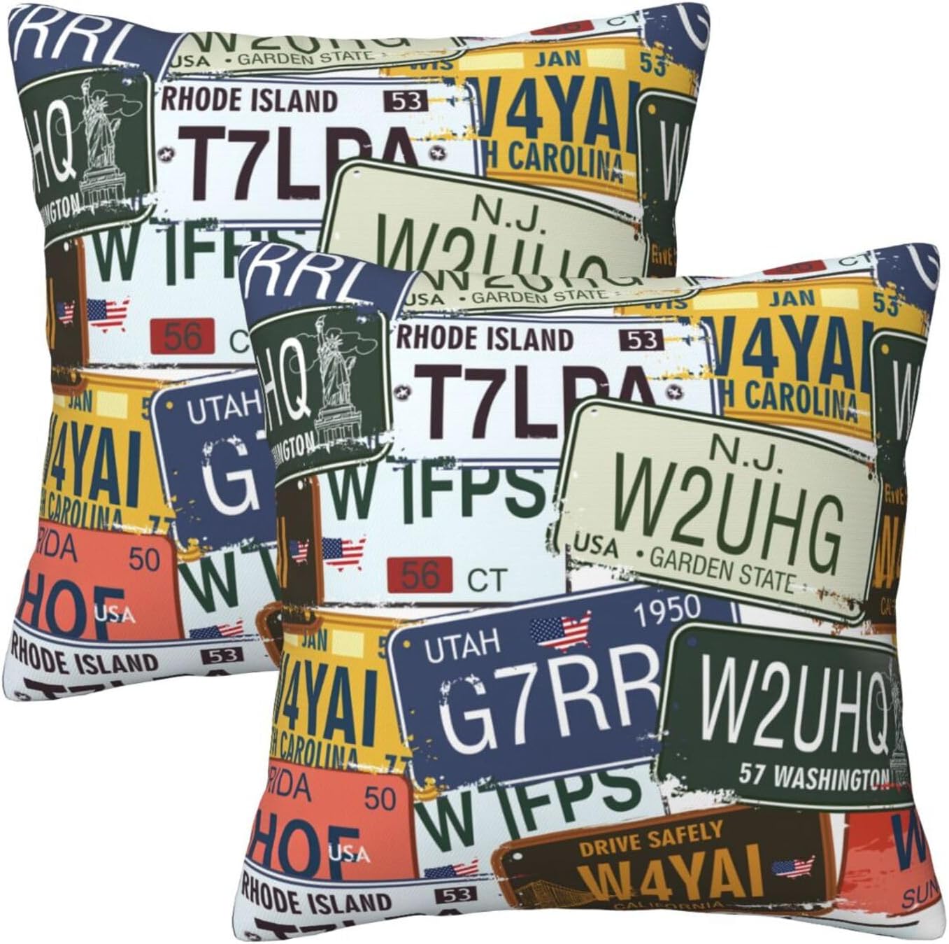 License Plate Deluxe Fabric Throw Pillows,Square Lumbar Pillows,Elegant Addition to Any Room
