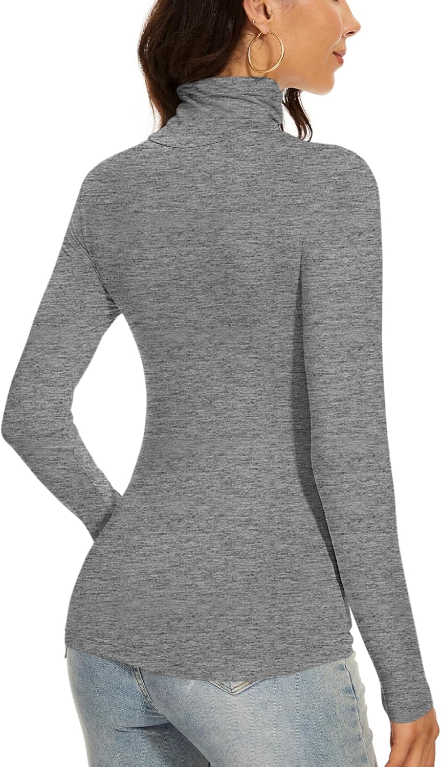 Women's Turtleneck Long Sleeve Thermal Tops Slim Fitted Lightweight Thin Basics Layer Tshirt (XS-2XL) - Image 5