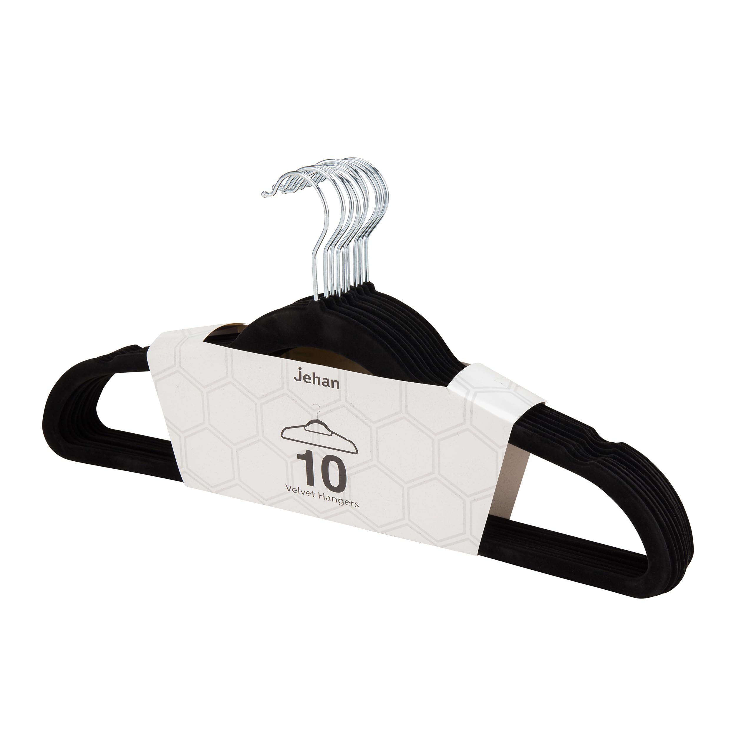 Jehan Non-Slip Velvet Hangers 10 Pack, Space Saving Clothes Hanger Set with 360 Degree Swivel Hook, Heavy Duty Hangers for Coats Jackets Pants Dresses
