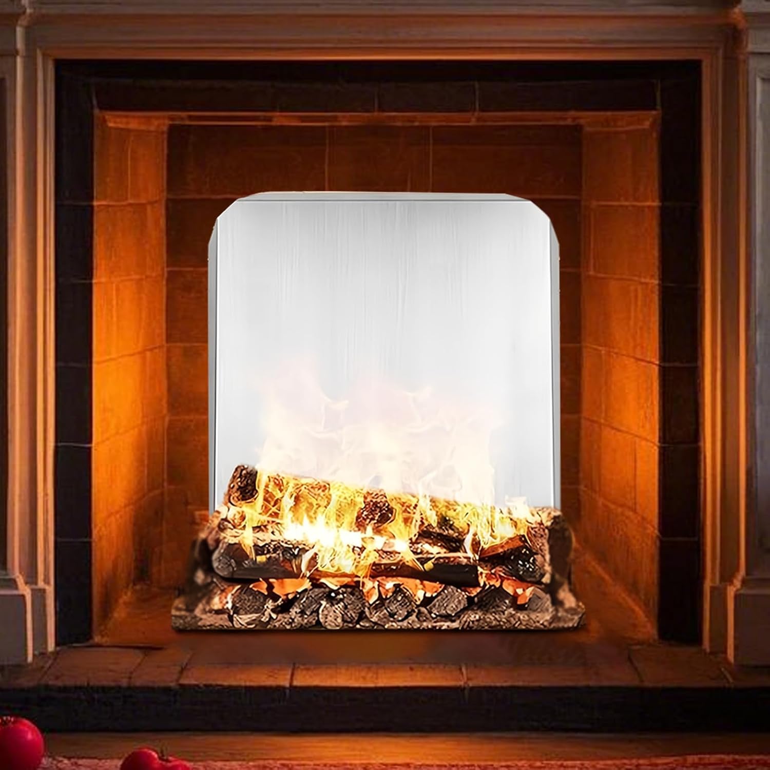 Fireback Plate, 16x18inch Stainless Steel Adjustable Heavy Duty Fireback, Wall Protection Fireplace Back Plates, for Home, Apartment, Living Room, Hotel, Office