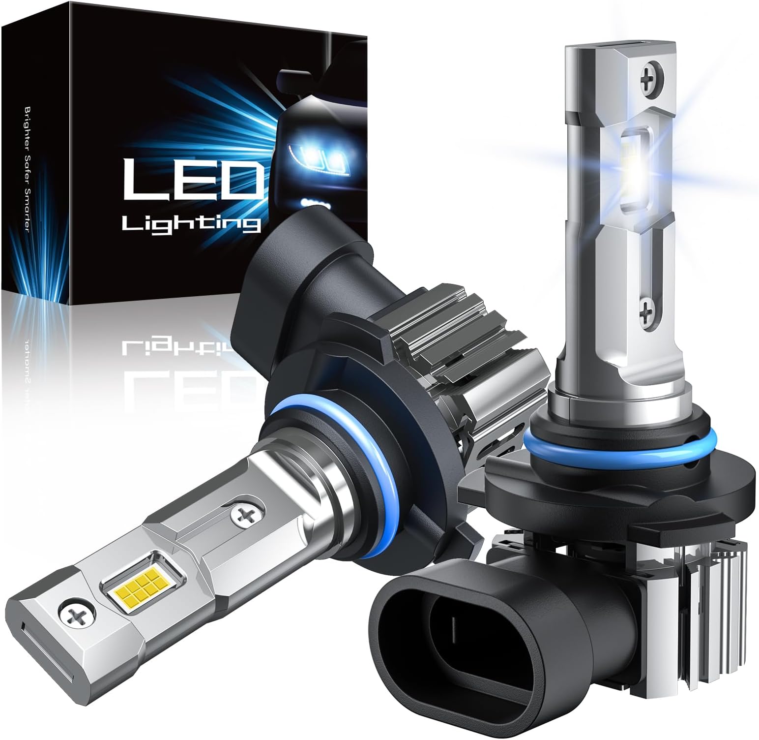 RCJ 9006/HB4 Bulbs, 60W 16000LM 6000K Cool White Fog Light Bulbs, with 12000 RPM Cooling Fan, Plug and Play, Pack of 2