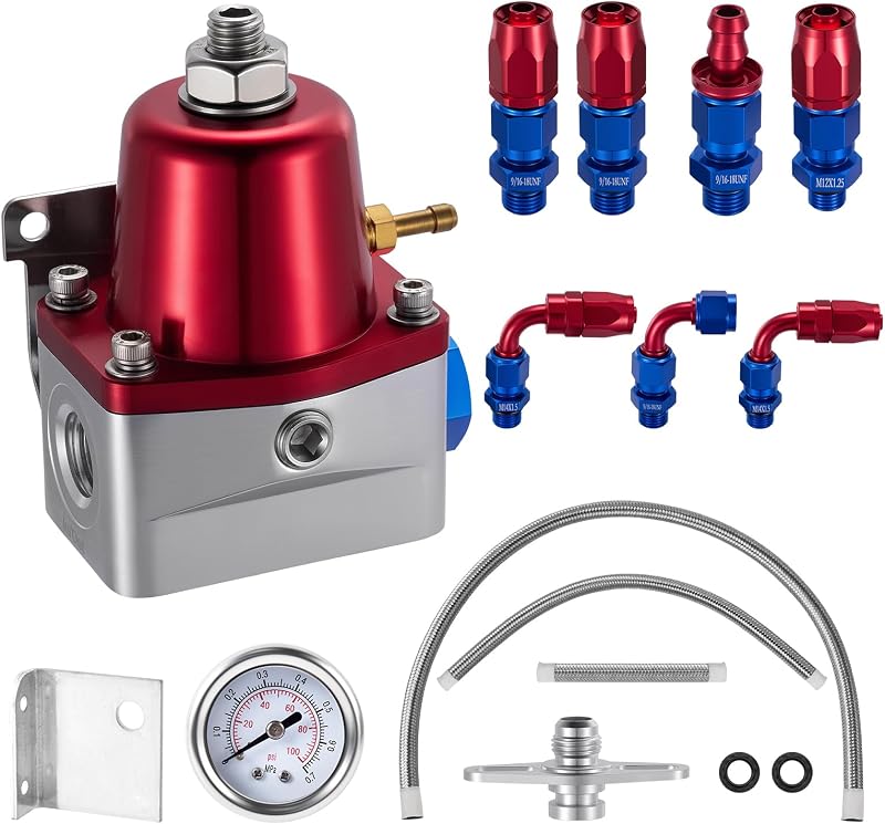 Regulador de pressão de combustível EVIL ENERGY 6AN EFI bypass com retorno ajustável 30–70 PSI – Prata