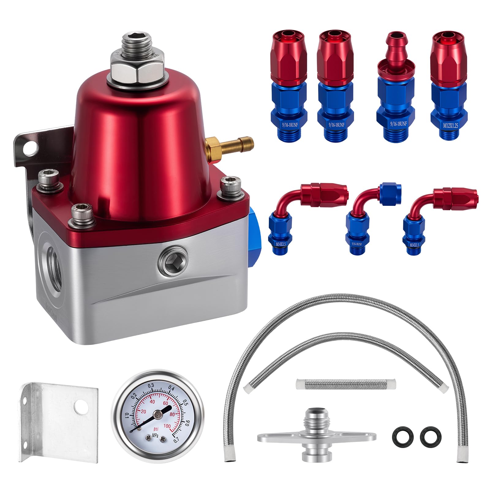EVIL ENERGY Fuel Pressure Regulator 6AN EFI Bypass Return Adjustable (30-70PSI), Silver-image-7