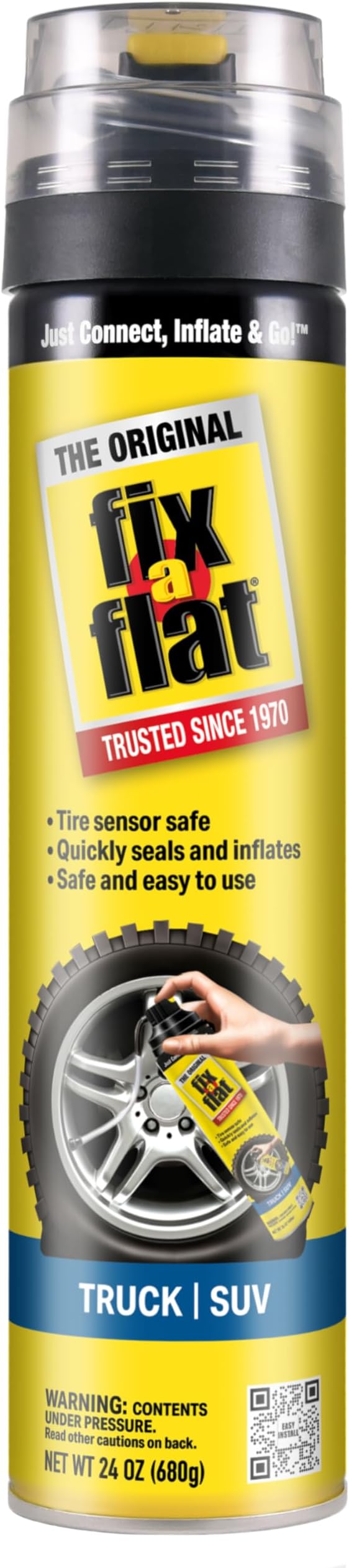 Fix-A-Flat S60369 Aerosol Emergency Flat Tire Repair and Inflator, for X-Large Tires, Eco-Friendly Formula, Universal Fit for All Cars, Trucks and SUVs, 24 oz. (Pack of 1)
