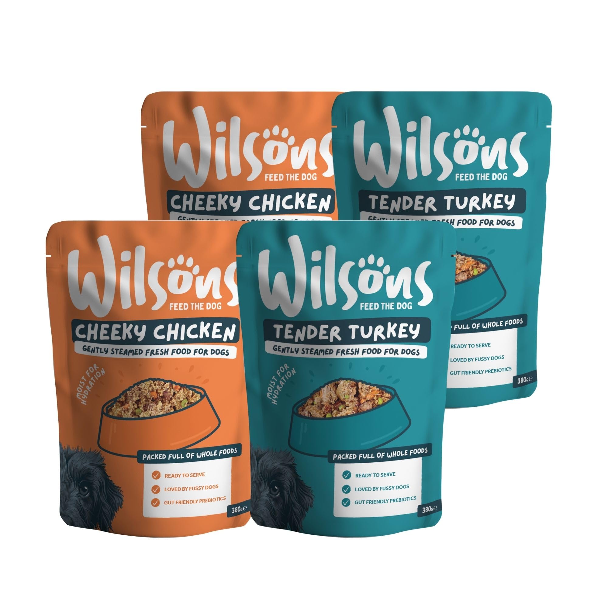 Wilsons Poultry Fresh Dog Food Complete Natural Nutrition for Adult Dogs - 8x 380g Pouches