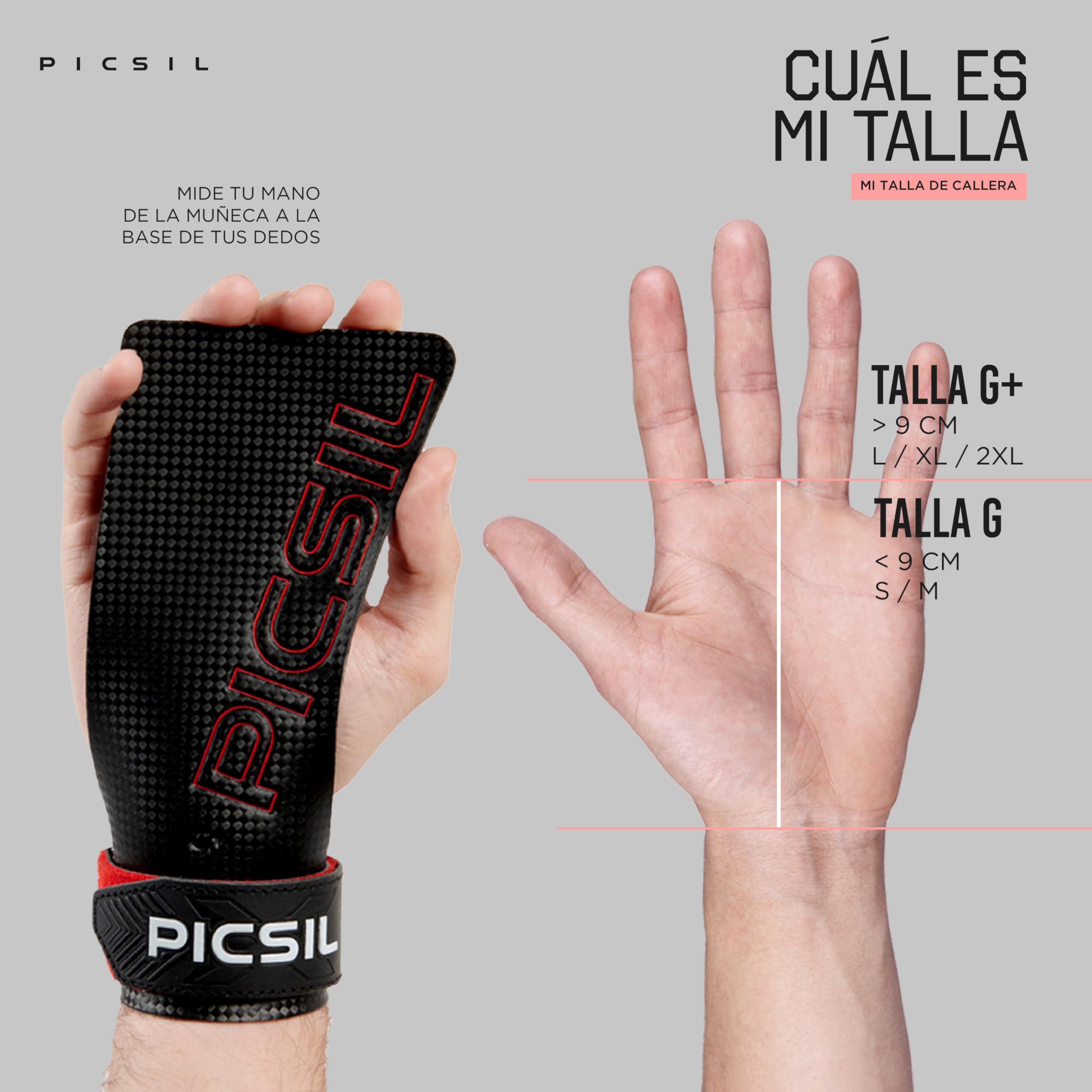 PICSIL - Calleras RX | Material de Fibra de Carbono | Uso con Magnesio | Agarre en Todas Superficies y Tipo de Barras | Diseñadas para Todos los Atletas