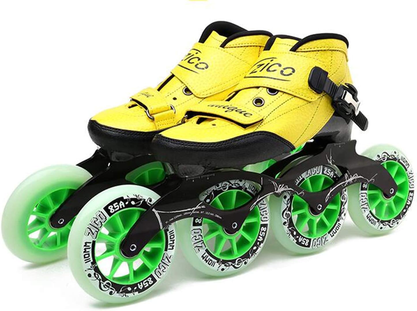 Indoor Track Speed Racing Long Street Trace Asphalt Road Inline Speed Skates Shoes Carbon Fiber Adults Kids Sport Roller Patines Yellow EU43