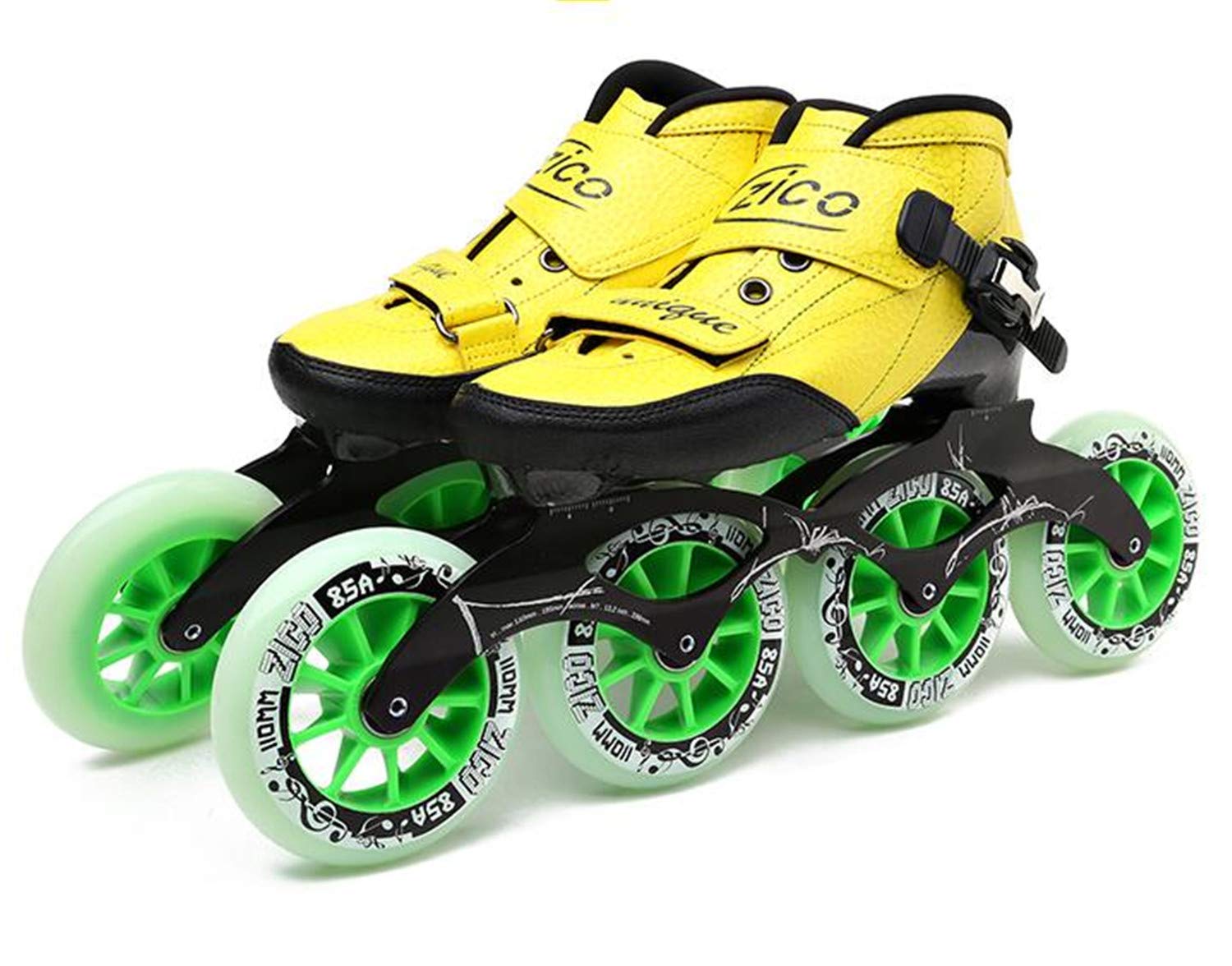 Indoor Track Speed Racing Long Street Trace Asphalt Road Inline Speed Skates Shoes Carbon Fiber Adults Kids Sport Roller Patines Yellow EU43