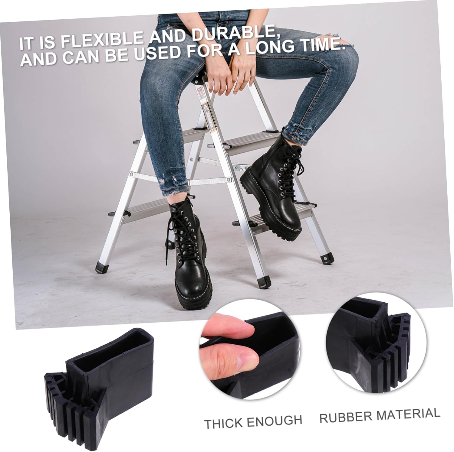 ARTIBETTER 16pcs Non-Skid Ladder Foot Mats for Enhanced Stability and Floor Accessory for Folding Ladders