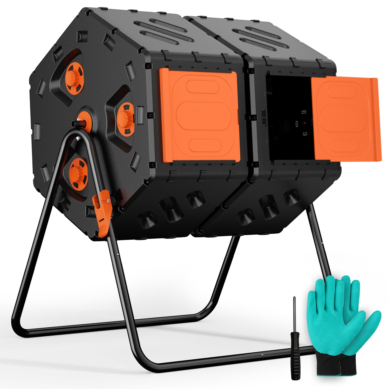 TOP XIAN 45 Gal Dual Chamber Compost Tumbler