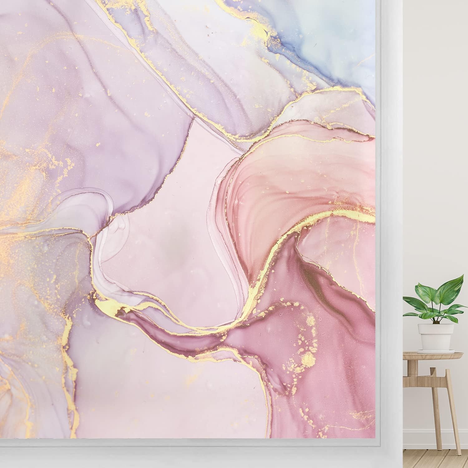 Marble Rouge Texture Window Privacy Film Static Cling No Glue Frosted Window Film Stained Glass Window Film Coverings for Bathroom Living Room Glass Sticker (35.4" x 78.6" (90 x 200 cm))