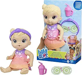 Baby Alive, Boneca, Dia no Spa - Cabelos Loiros, Inclui Máscara e Mamadeira, 22,5 cm - A partir de 3 Anos