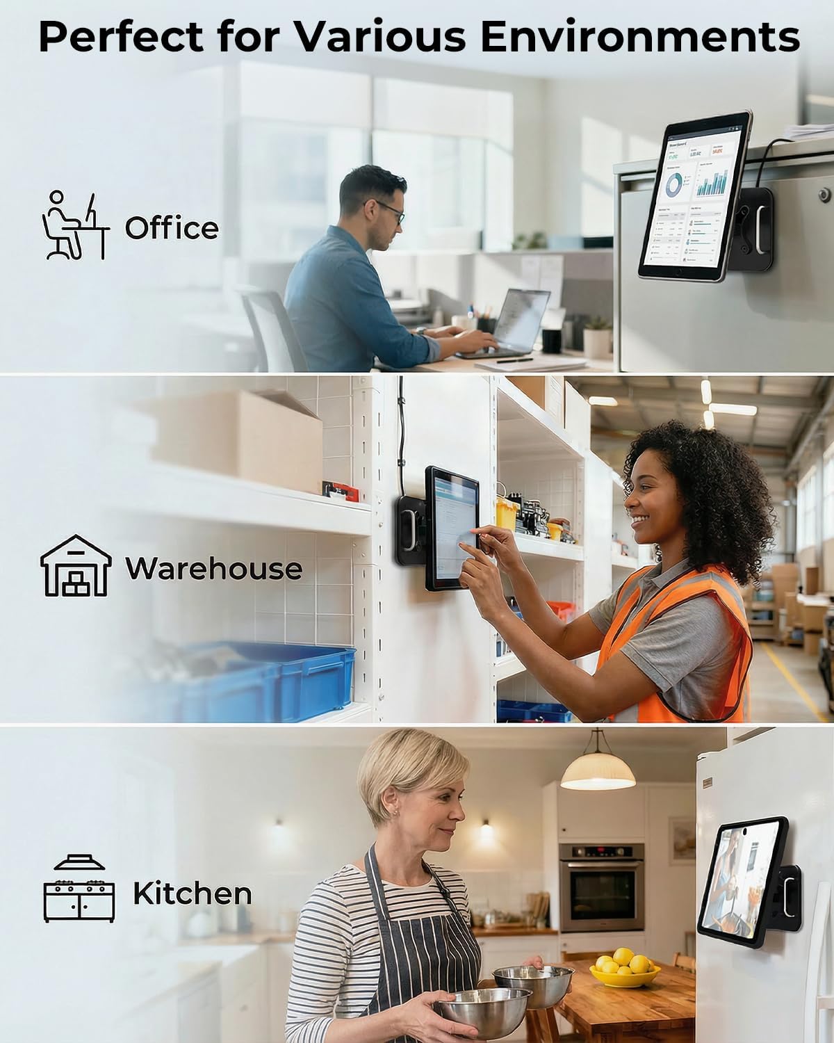 Adjustable Magnetic Monitor VESA Mount for 13" to 34" Portable Monitor Pegboard Mount for Metal Surface with Handle Hold Up to 22LBS 75x75 or 100x100 VESA Monitor Mounting Bracket with Pen Holder