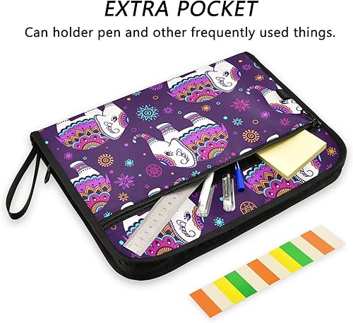 Miniatura 2 de susiyo Carpeta de archivo expandible con patrón de elefante púrpura tribal, carpeta de archivo de acordeón tamaño carta A4 de 13 bolsillos