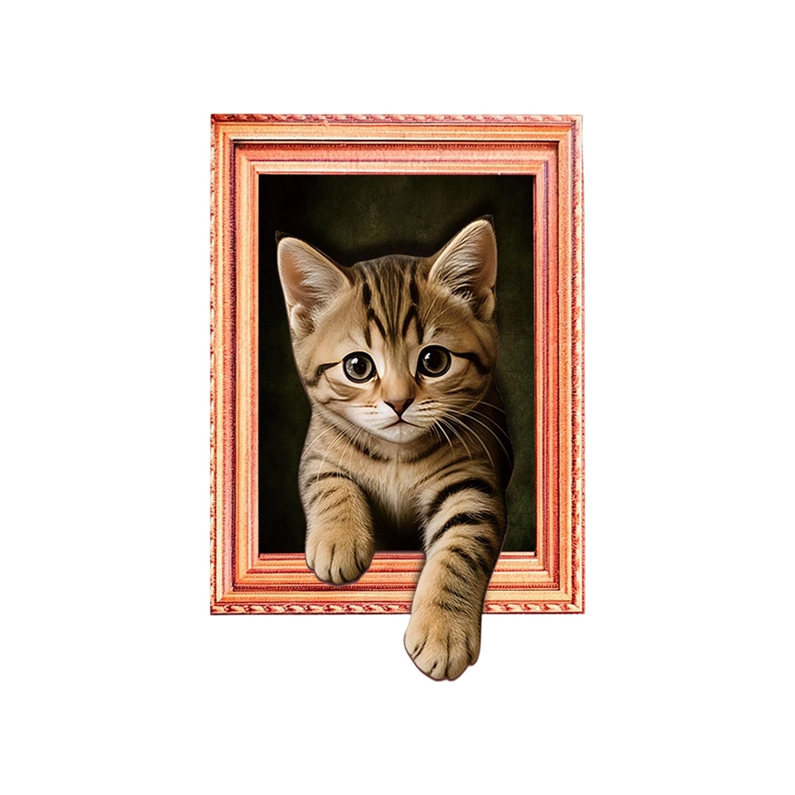 Pangboer A Fridge Magnet Wood Frame 3D Peeking Feline Decor For Refrigerator Locker Whiteboard, Charming Home Ccent Piece Refrigerator Magnet Decor Framed Feline Wood Locker Whiteboard Ccent Pet Themed