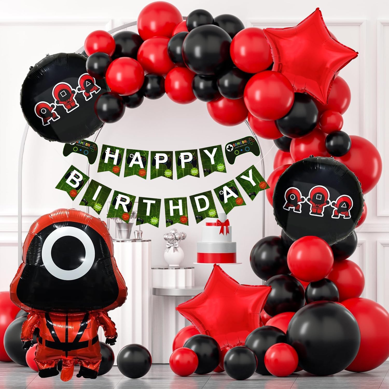 Rozi Decoration Foil, Latex, Paper Game Theme Birthday Decoration Items For Kids Set Of 36 Pcs Video Game Theme Birthday Decoration|Happy Birthday Decoration Items|Game Birthday Decoration,Multicolor