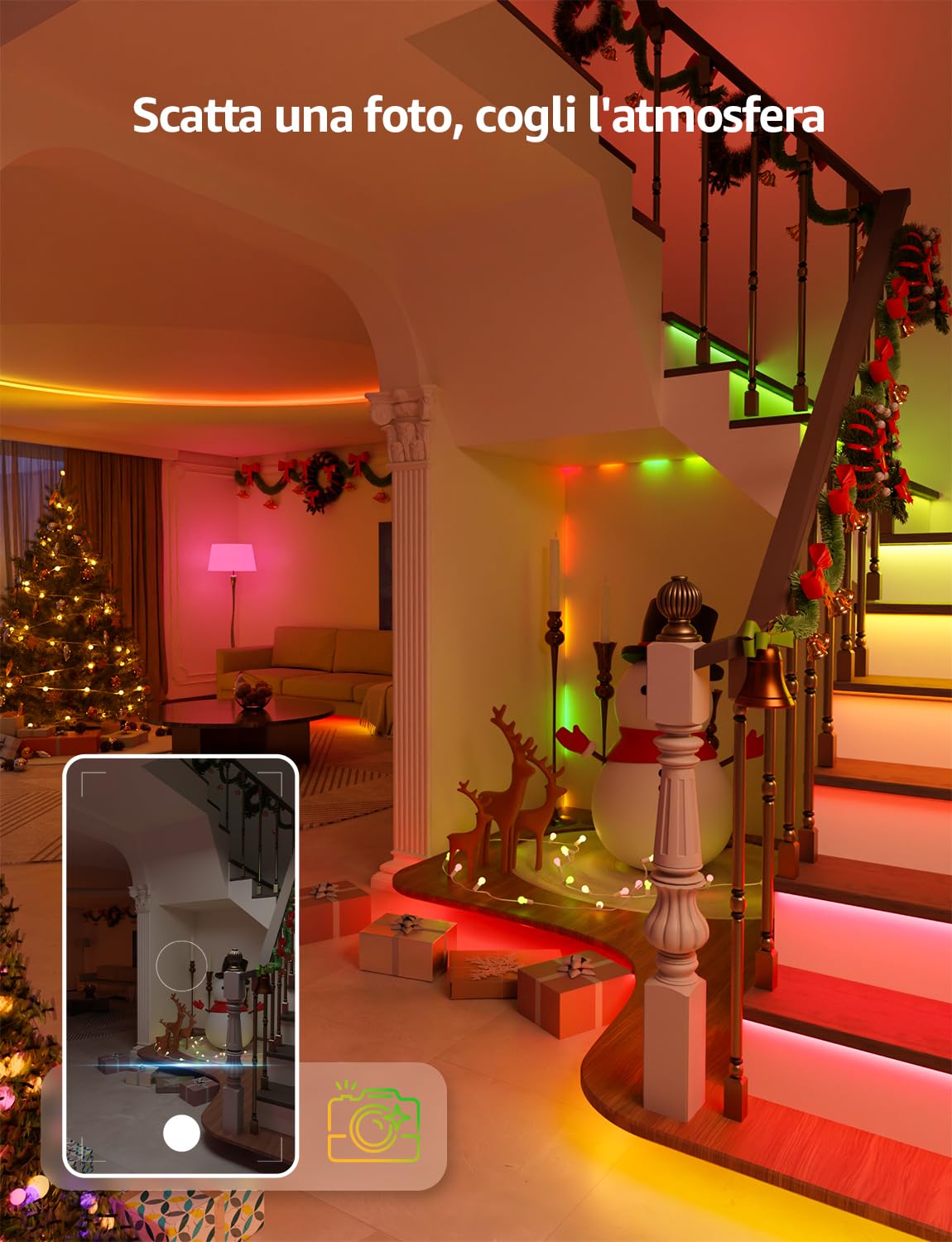 Lepro S1 AI Smart Striscia LED 20M,Strisce LED Camera da Letto,Funziona con Alexa/Google Assistant,Controllo Vocale,Sync Musicale per Festa in Soggiorno,Progettista Illuminazione AI Personalizzato