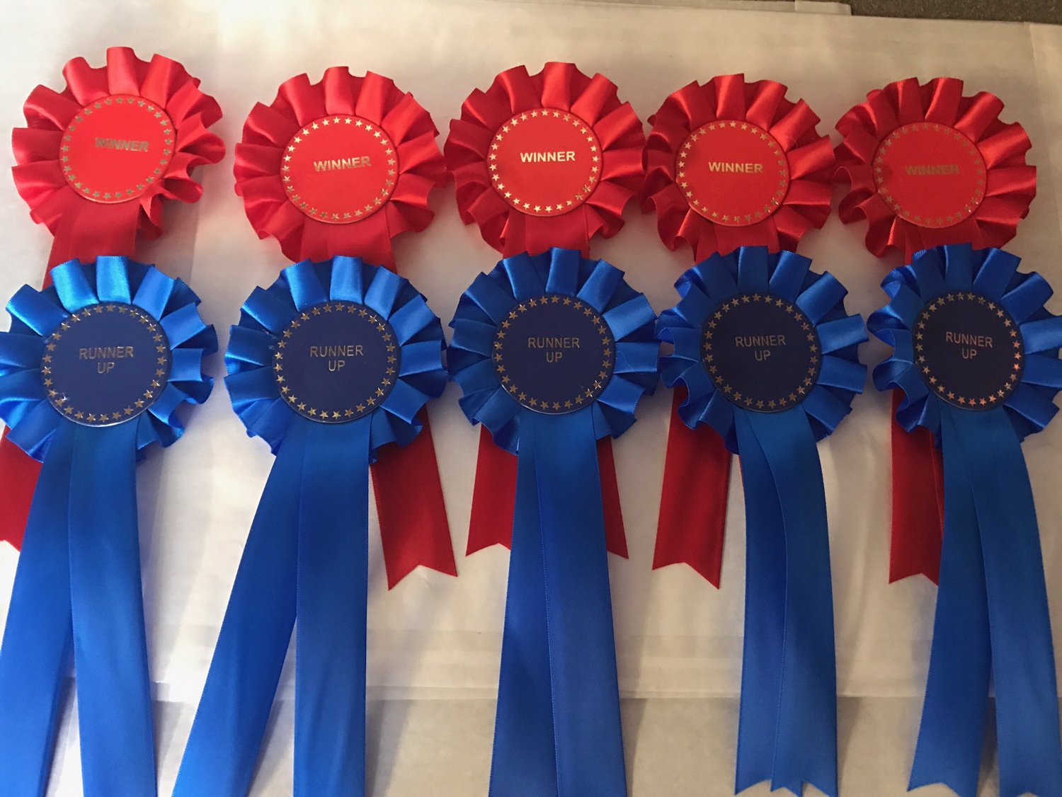 5 x Winner and 5 x Runner Up Rosettes