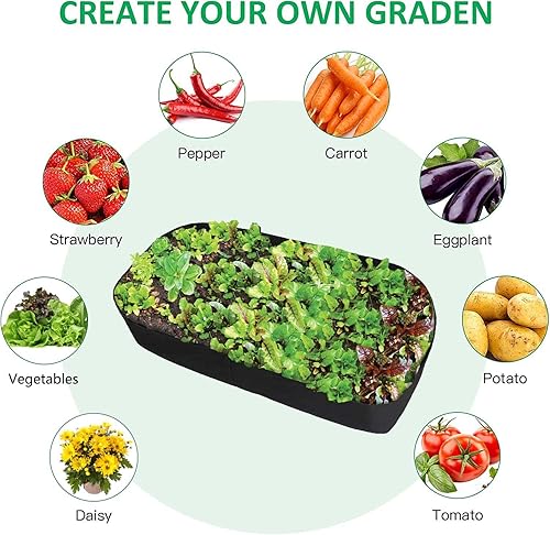 Miniatura 7 de Cama de jardín elevada de tela, 3 x 6 pies, bolsas de cultivo de jardín, cama de plantación, contenedores de jardín rectangulares para verduras,