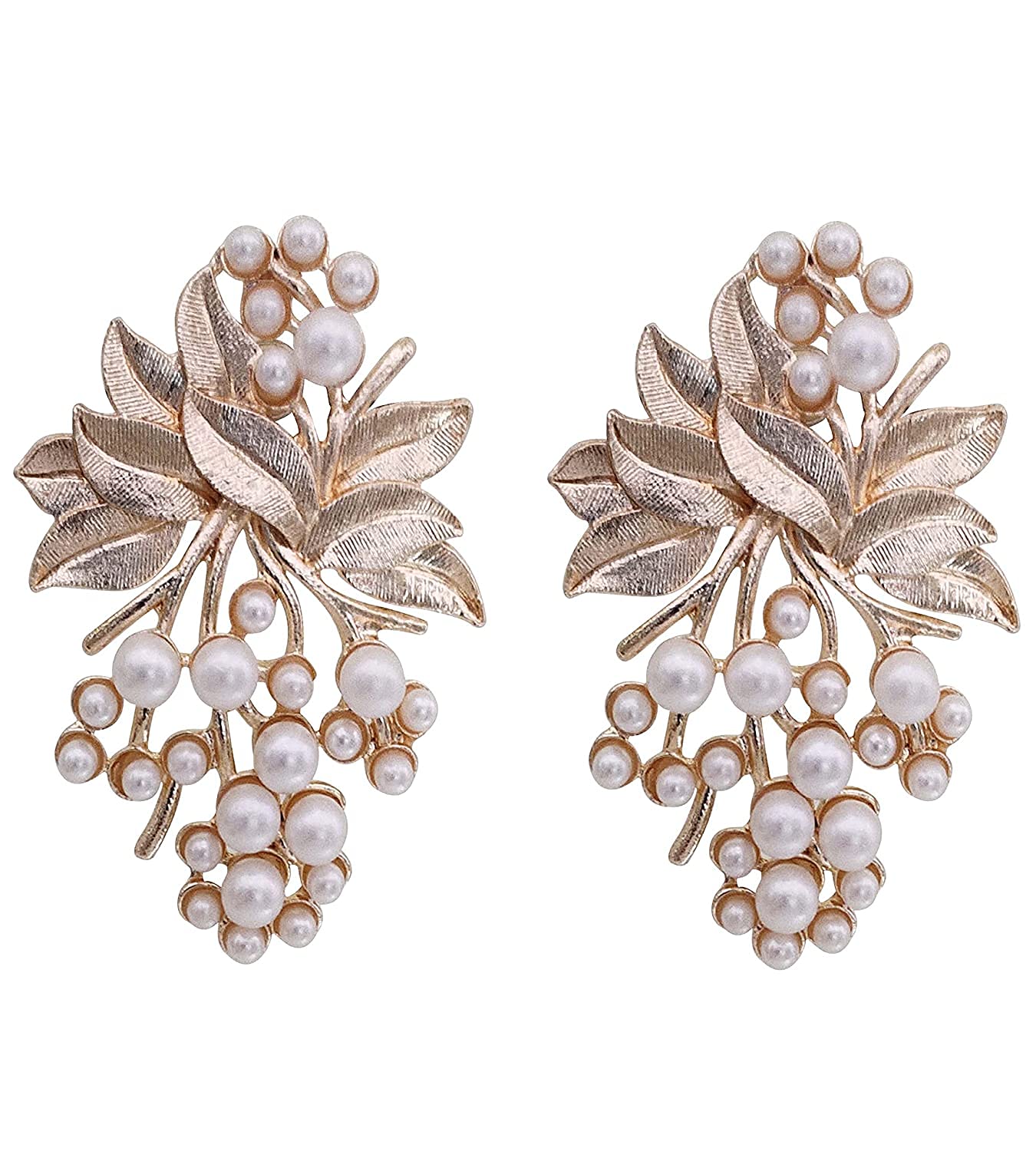 G-MT Style Rose Gold Flower Pearl Stud Earrings Pearl Metal Earring Set (B0B711NZB6) Amazon Price History, Amazon Price Tracker