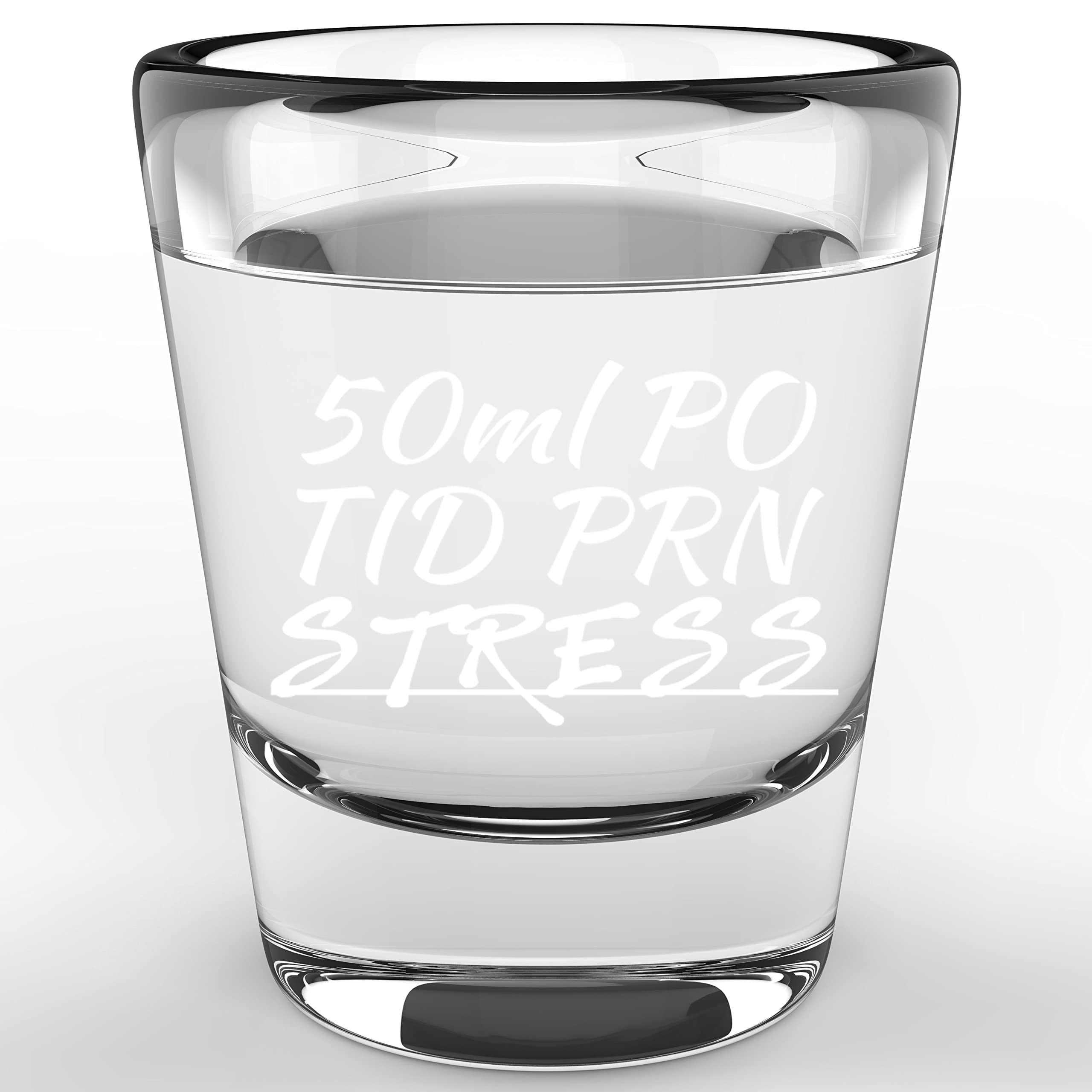 LitGifts Nurse Prescription Shot Glass, 1.75 oz, Glass, White, Funny, Reusable, Made in USA