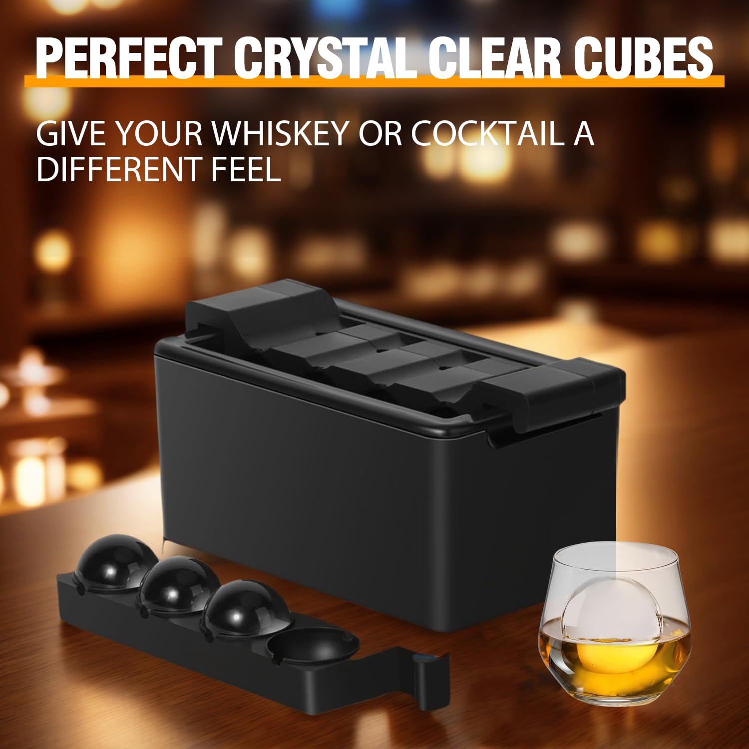 Transparente Eiswürfelbereiter, 8 große Kugeln, klare Eiskugelform für Whiskey, Cocktails, Bourbon, tolles Whisky-Geschenk für Männer