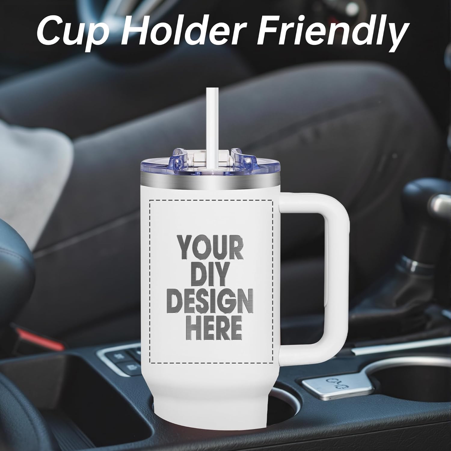 Personalized Custom Tumbler with Laser Engraving Logo Text 40oz Stainless Steel Tumbler with Lid & Straw Handle Double Wall Insulated Tumbler with Text Logo - Image 5