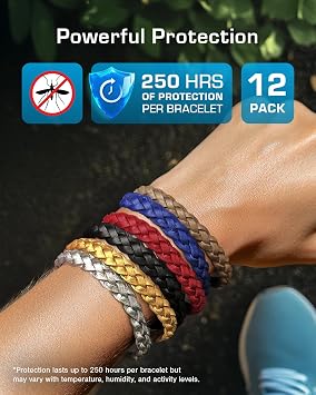 Active Era Mosquito Repellent Bracelet [12 Pack], Insect Midge & Mosquito Bands - Powerful DEET Free Formula - Waterproof with 250 Hours / 10 Days of Protection (Solid Colour - 12 Pack)