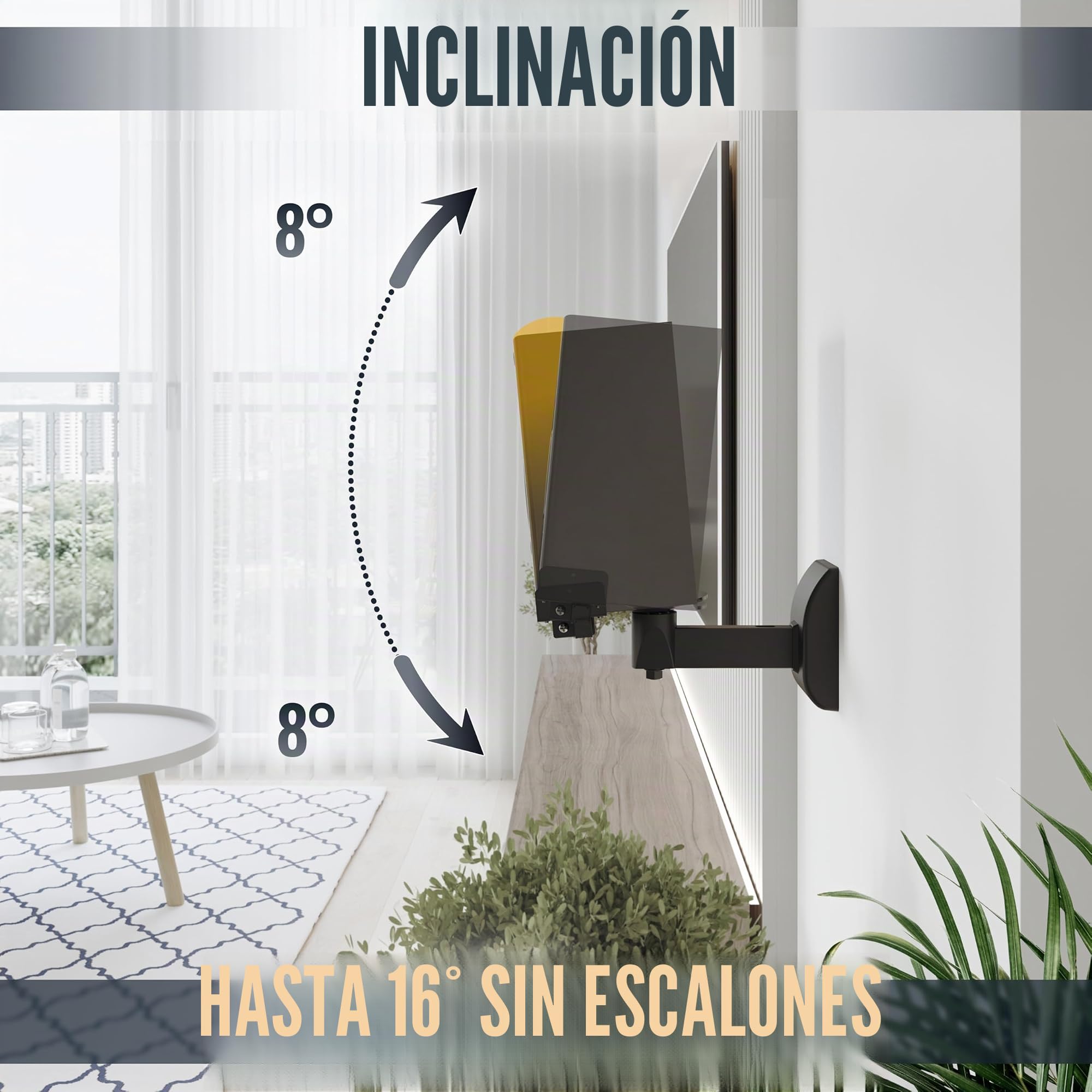 RICOO Soporte Altavoz para Pared (2 Piezas) Giratorio Inclinable Brazo para bafles Wall-Mount Universal LH051-B Negro