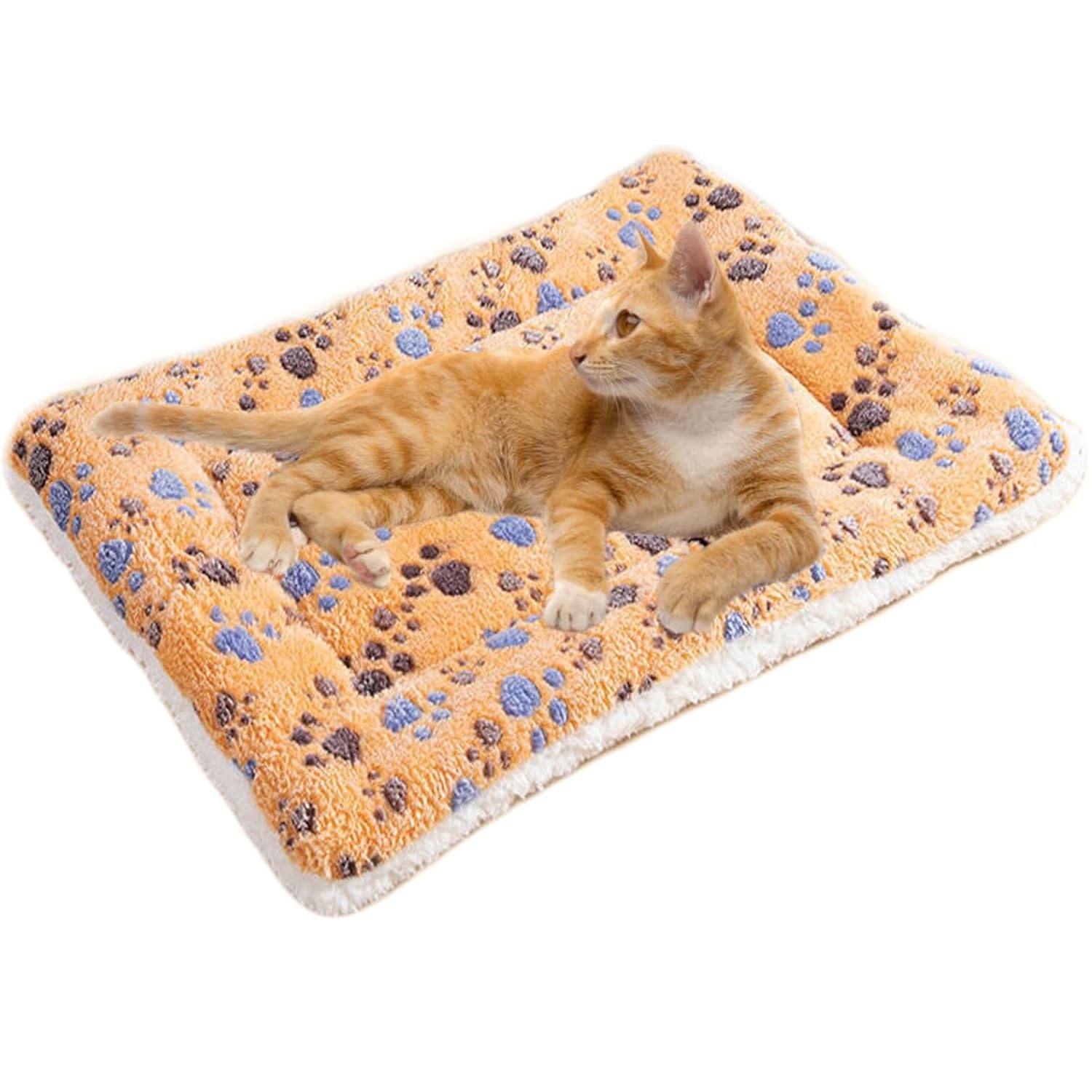WUMEIJIAJU Cat Bed Mat 68x50cm Dog Bed Mattress Warm Thermal Pet Pad Blanket Puppy Mat Cushion for Winter Small/Medium Pets Dogs & Cat Cages,Yellow