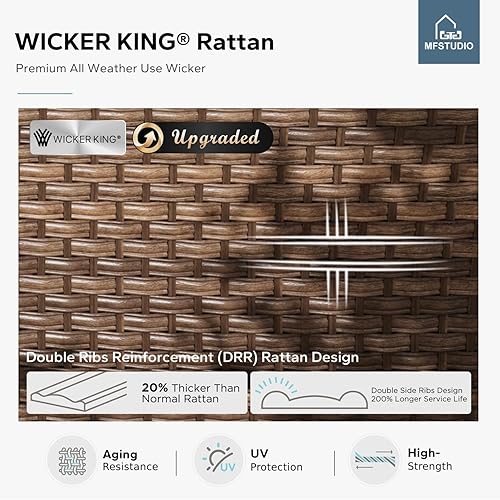 Miniatura 2 de MFSTUDIO Juego de muebles de patio de ratán de 3 piezas, juego de sofá de patio al aire libre de 3 asientos, sofá seccional para exteriores, juego