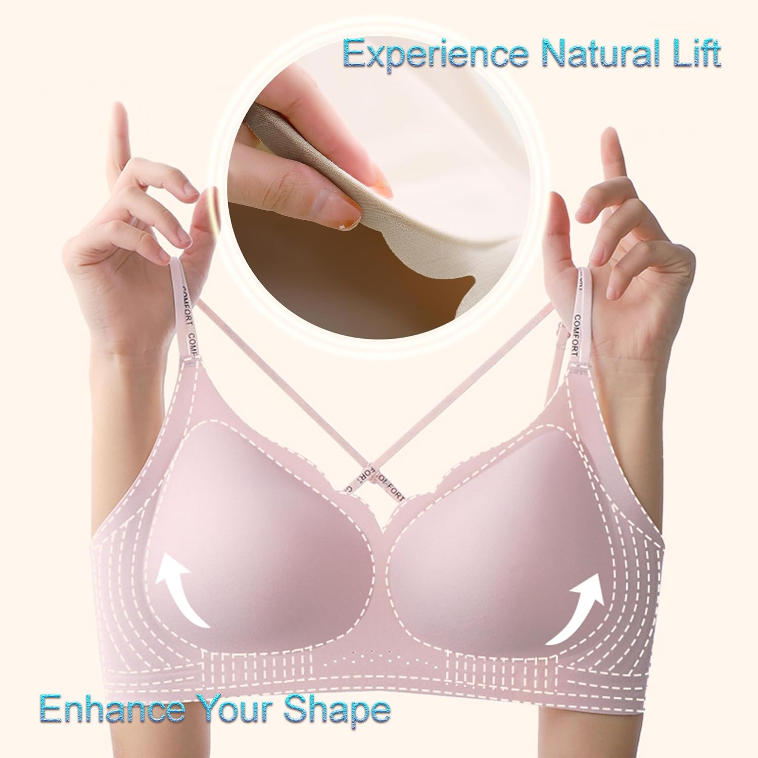 Seamless Bra and Panty Set for Petite Women and Girls, Comfort Underwear Lingerie, 3-in-1 Double Strap Bra for Slim Body Fit